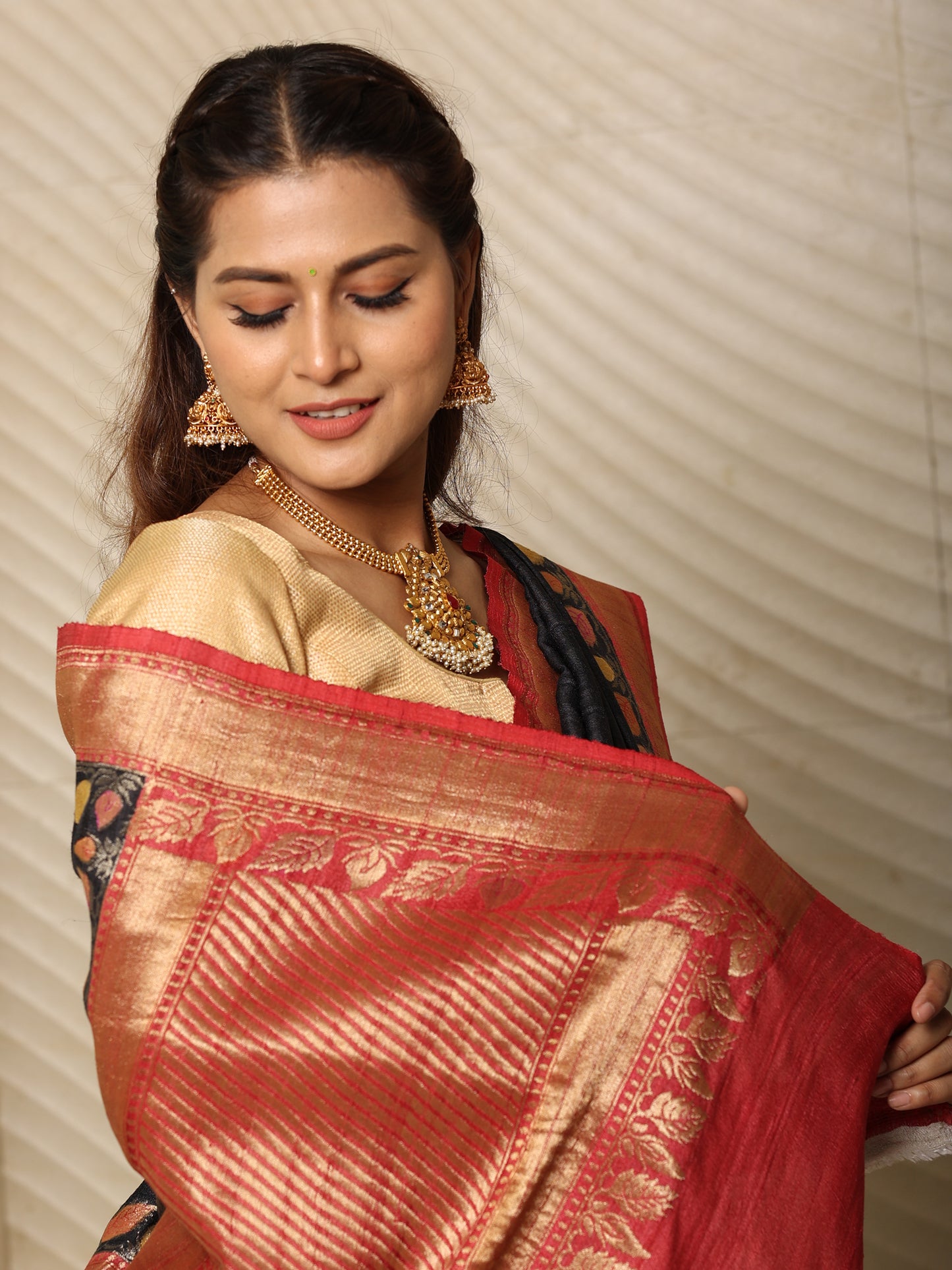 Hand painted banarasi tusson georgette saree