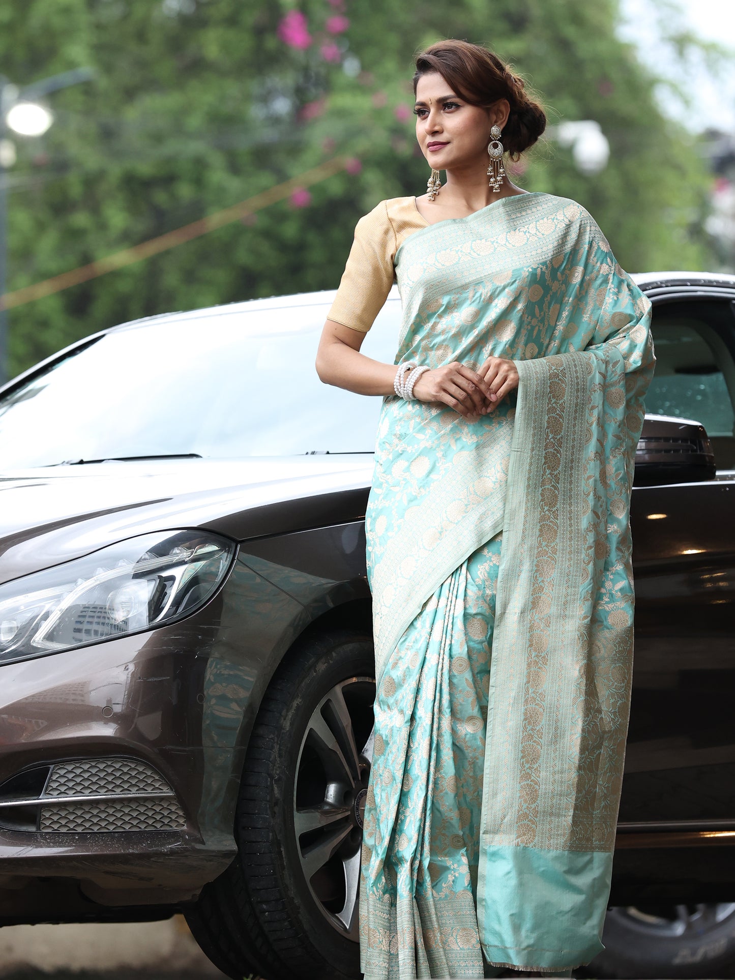 Hand-woven Banarasi silk saree