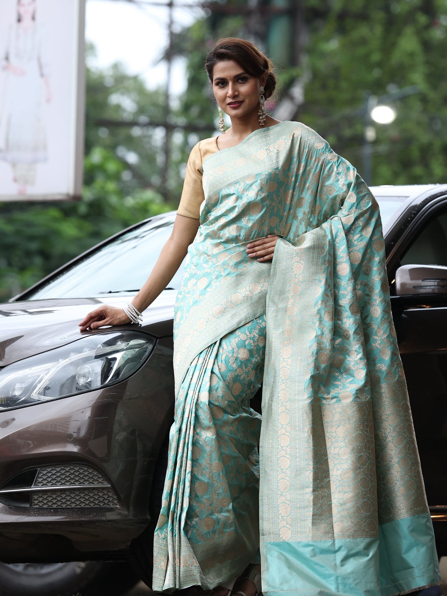 Hand-woven Banarasi silk saree