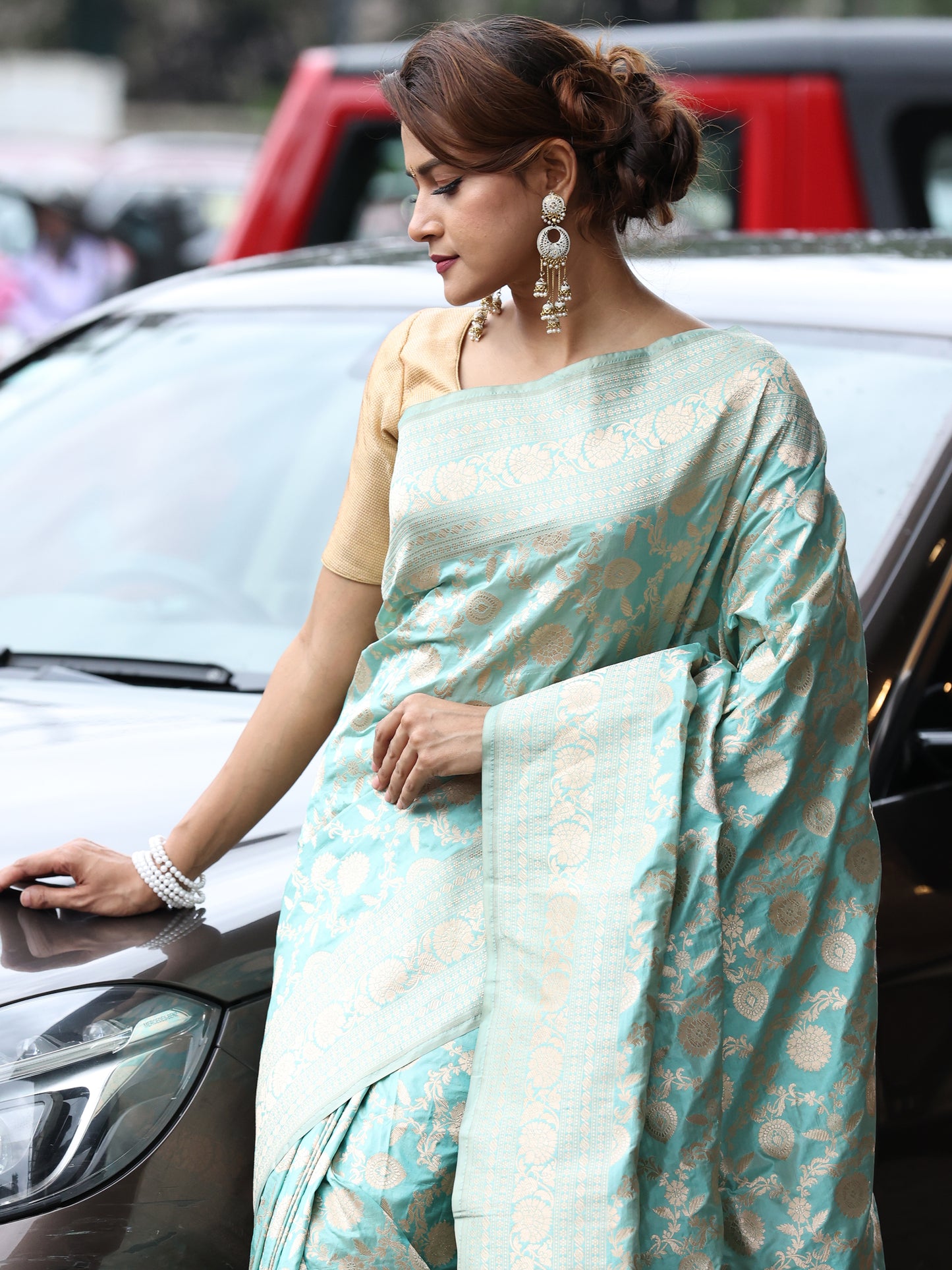 Hand-woven Banarasi silk saree