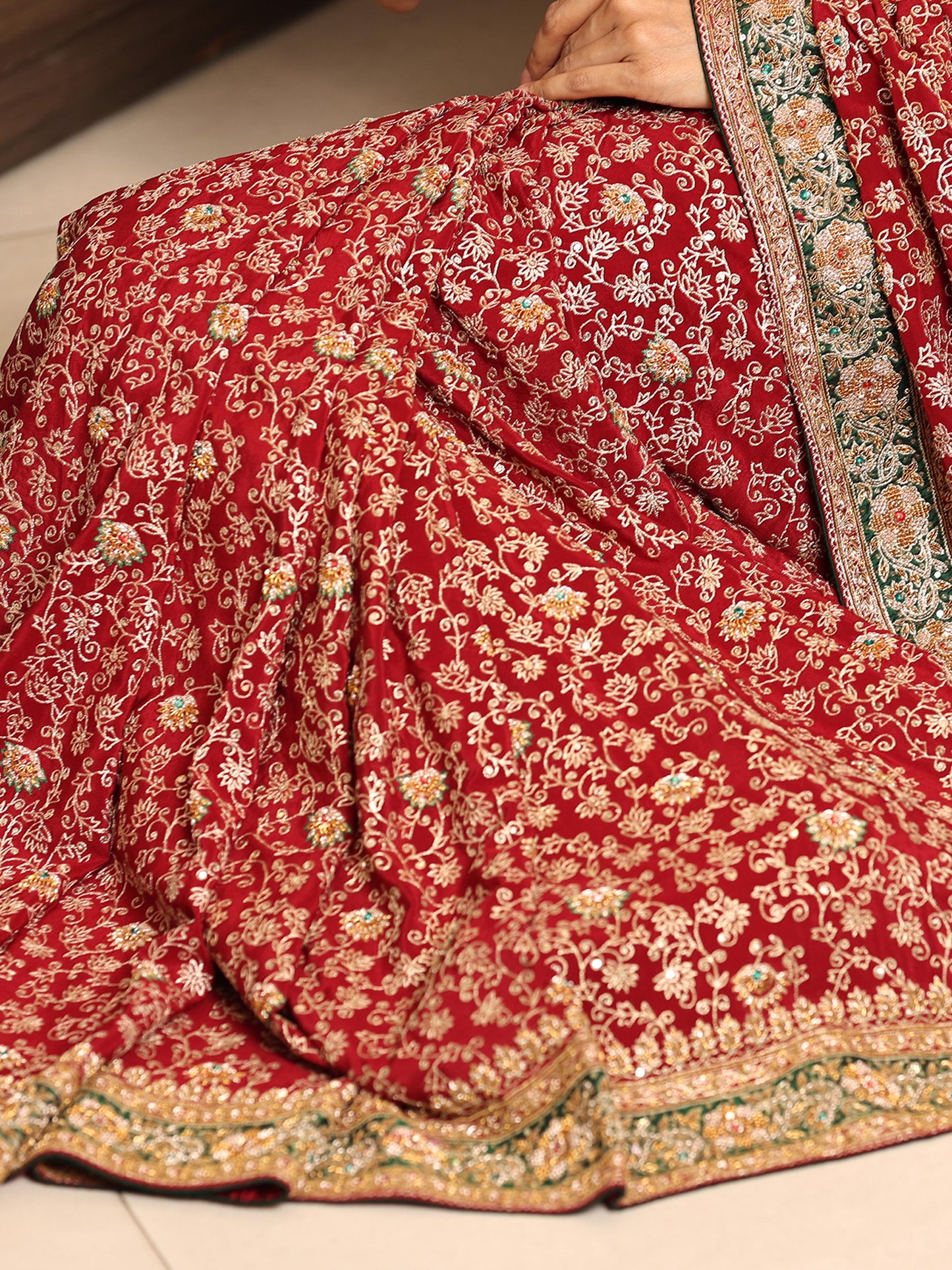 Georgette litta work emb -rodiery saree