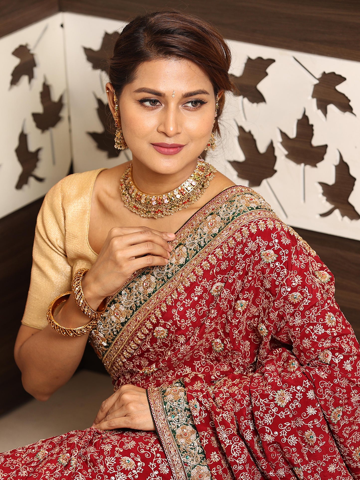 Georgette litta work emb -rodiery saree