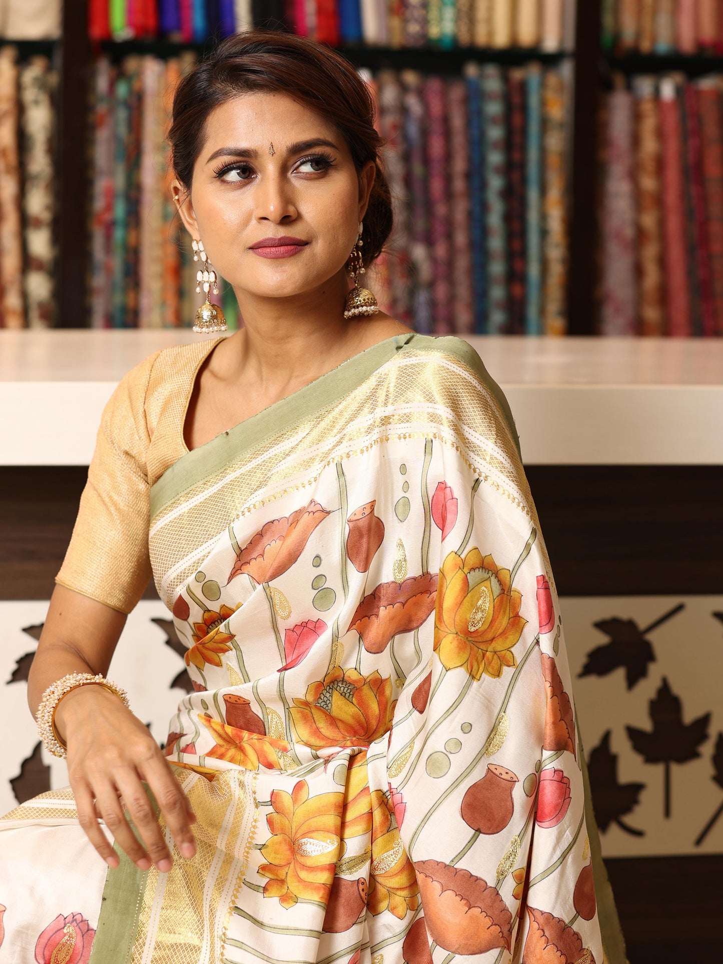 Hand-painted Kalamkari Paithani Saree