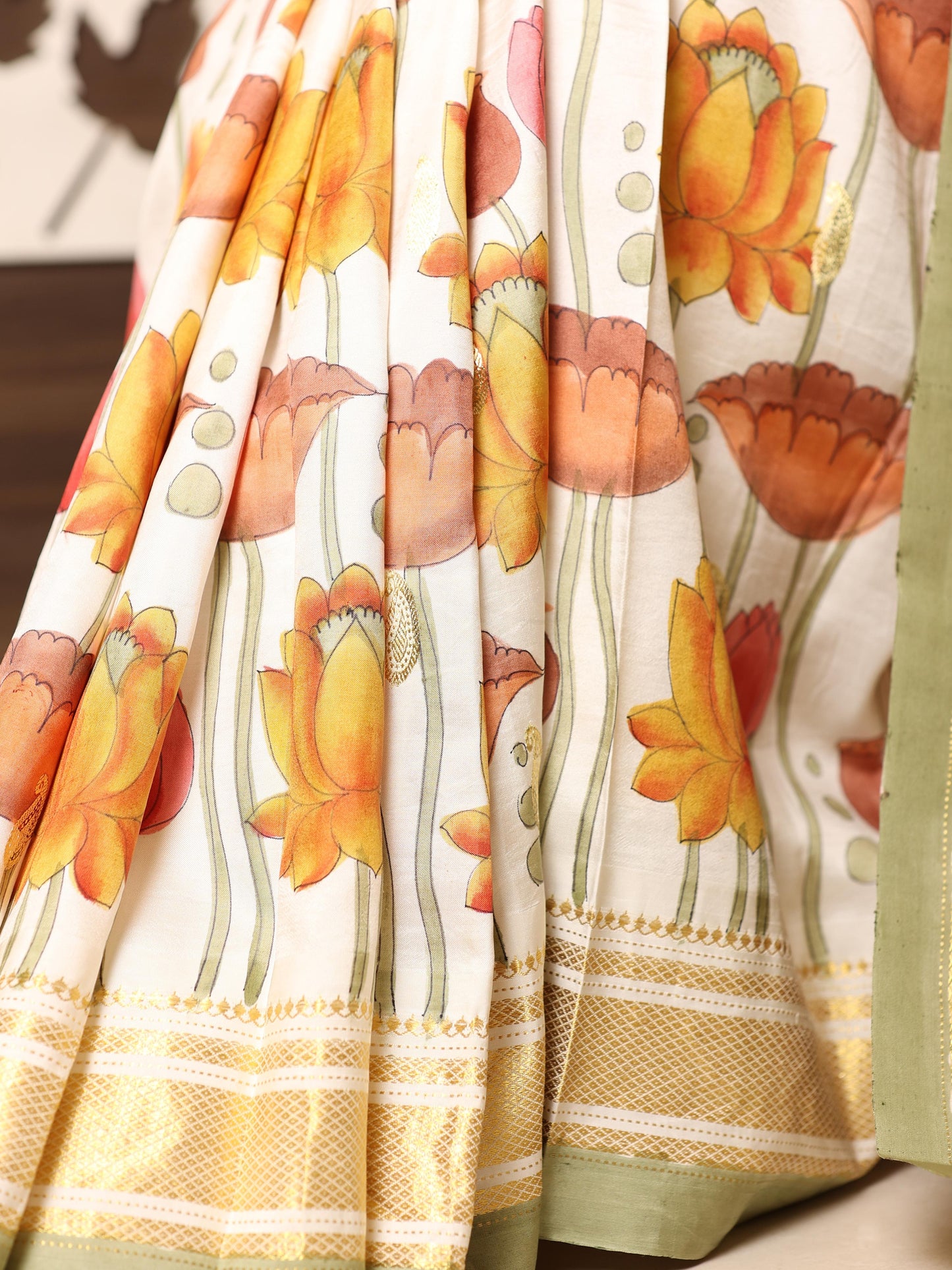 Hand-painted Kalamkari Paithani Saree