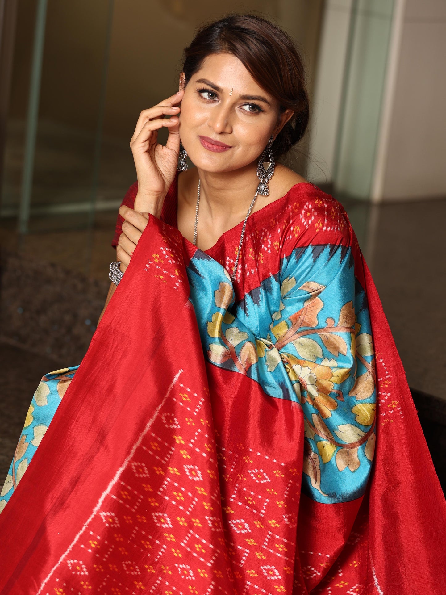 Hand Painted kalamkari on patola silk